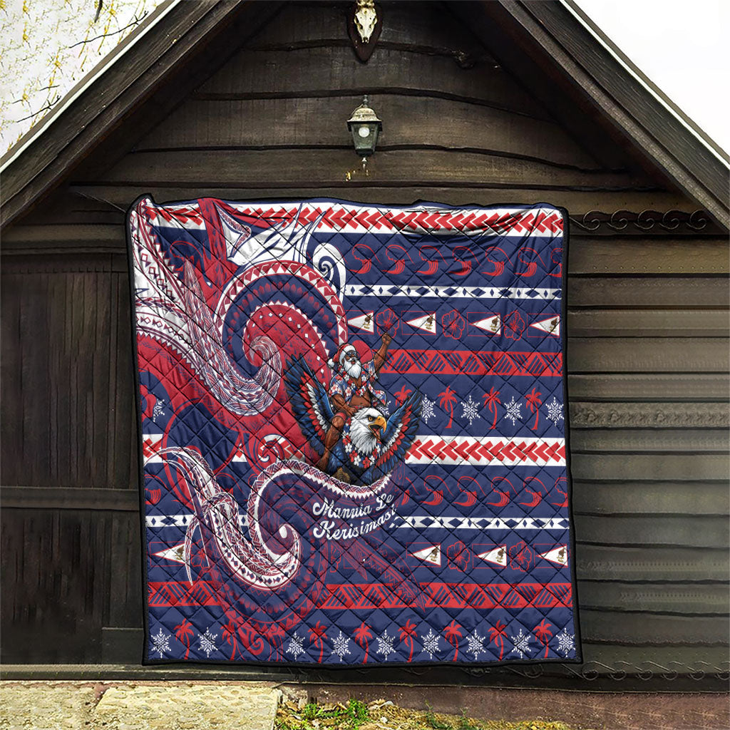American Samoa Christmas Quilt Santa Riding Bald Eagle