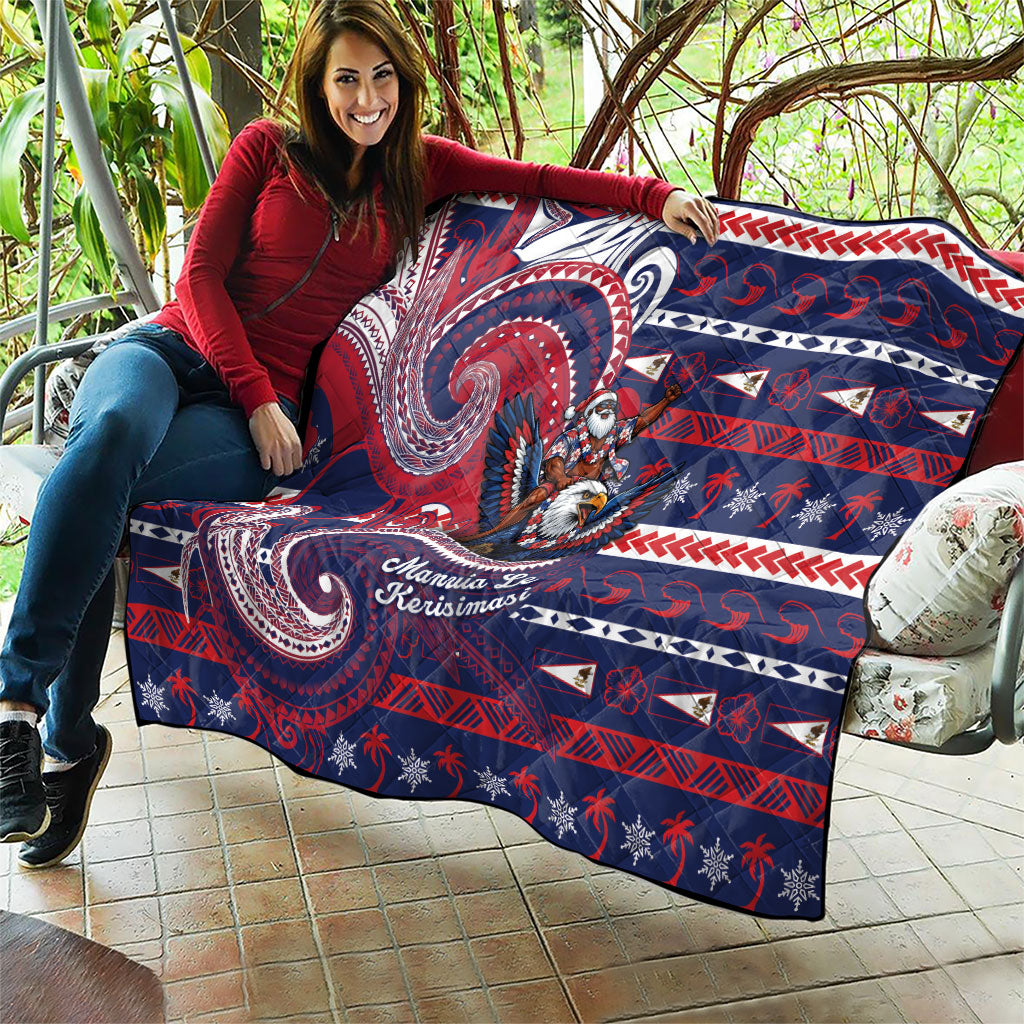 American Samoa Christmas Quilt Santa Riding Bald Eagle