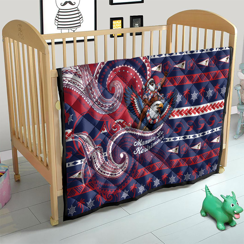 American Samoa Christmas Quilt Santa Riding Bald Eagle