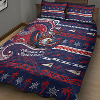 American Samoa Christmas Quilt Bed Set Santa Riding Bald Eagle