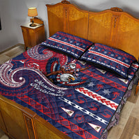 American Samoa Christmas Quilt Bed Set Santa Riding Bald Eagle