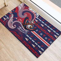 American Samoa Christmas Rubber Doormat Santa Riding Bald Eagle