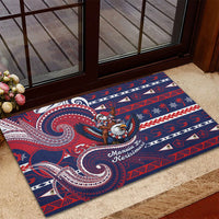 American Samoa Christmas Rubber Doormat Santa Riding Bald Eagle