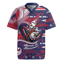 American Samoa Christmas Rugby Jersey Santa Riding Bald Eagle