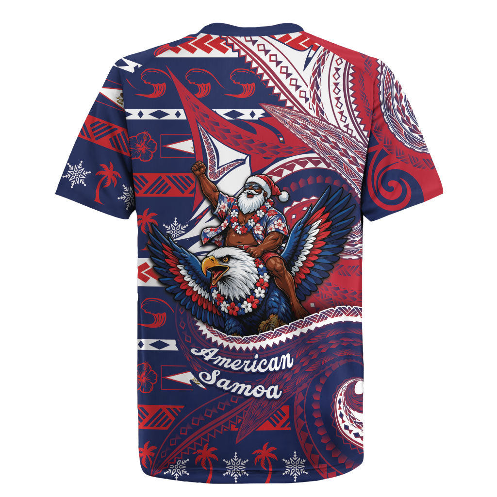 American Samoa Christmas Rugby Jersey Santa Riding Bald Eagle