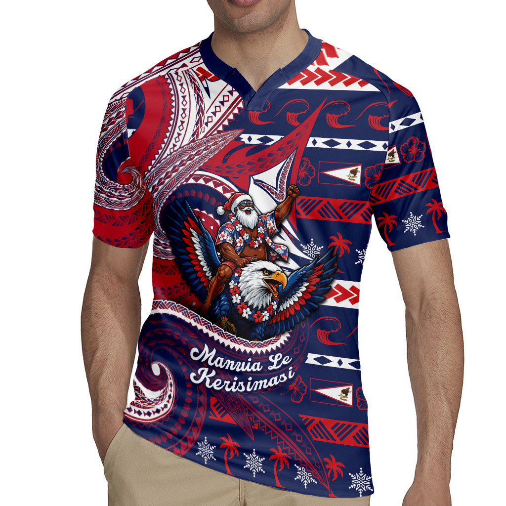 American Samoa Christmas Rugby Jersey Santa Riding Bald Eagle