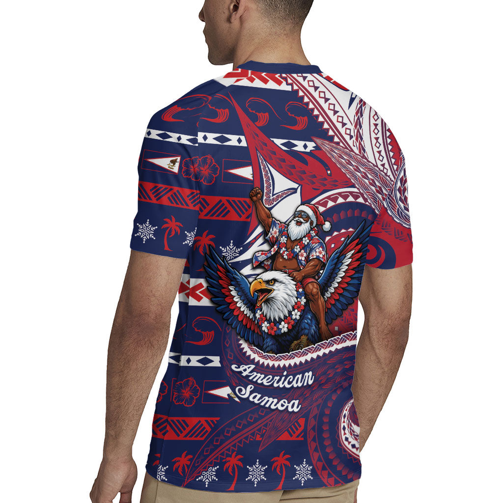 American Samoa Christmas Rugby Jersey Santa Riding Bald Eagle