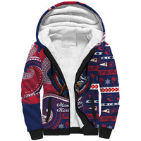 American Samoa Christmas Sherpa Hoodie Santa Riding Bald Eagle