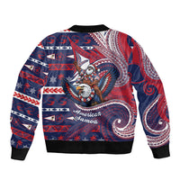 American Samoa Christmas Sleeve Zip Bomber Jacket Santa Riding Bald Eagle