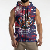 American Samoa Christmas Sleeveless Zip Hoodie Santa Riding Bald Eagle DT05 - Polynesian Pride