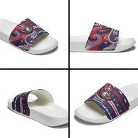 American Samoa Christmas Slide Sandals Santa Riding Bald Eagle