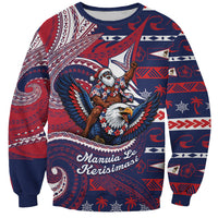 American Samoa Christmas Sweatshirt Santa Riding Bald Eagle