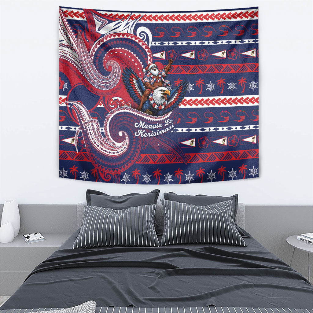 American Samoa Christmas Tapestry Santa Riding Bald Eagle
