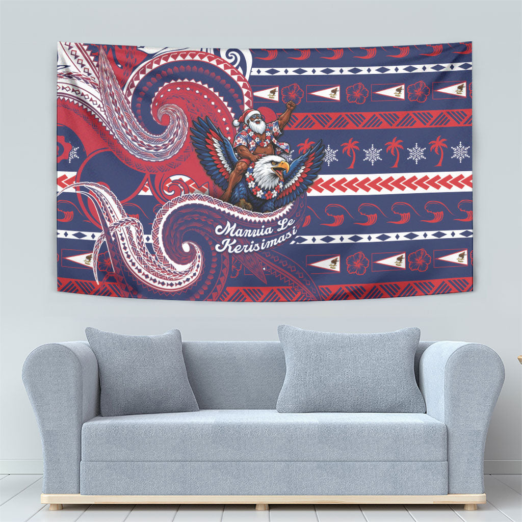 American Samoa Christmas Tapestry Santa Riding Bald Eagle