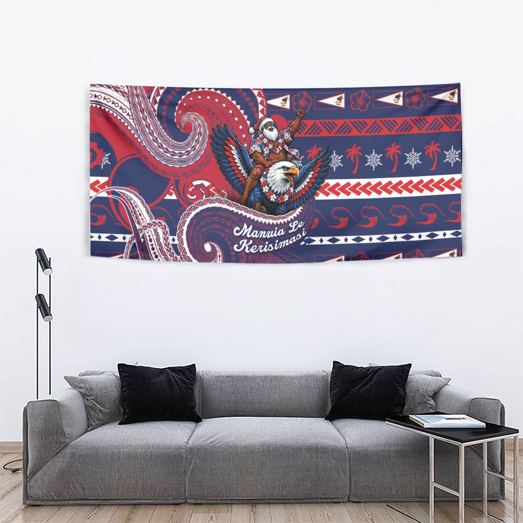 American Samoa Christmas Tapestry Santa Riding Bald Eagle