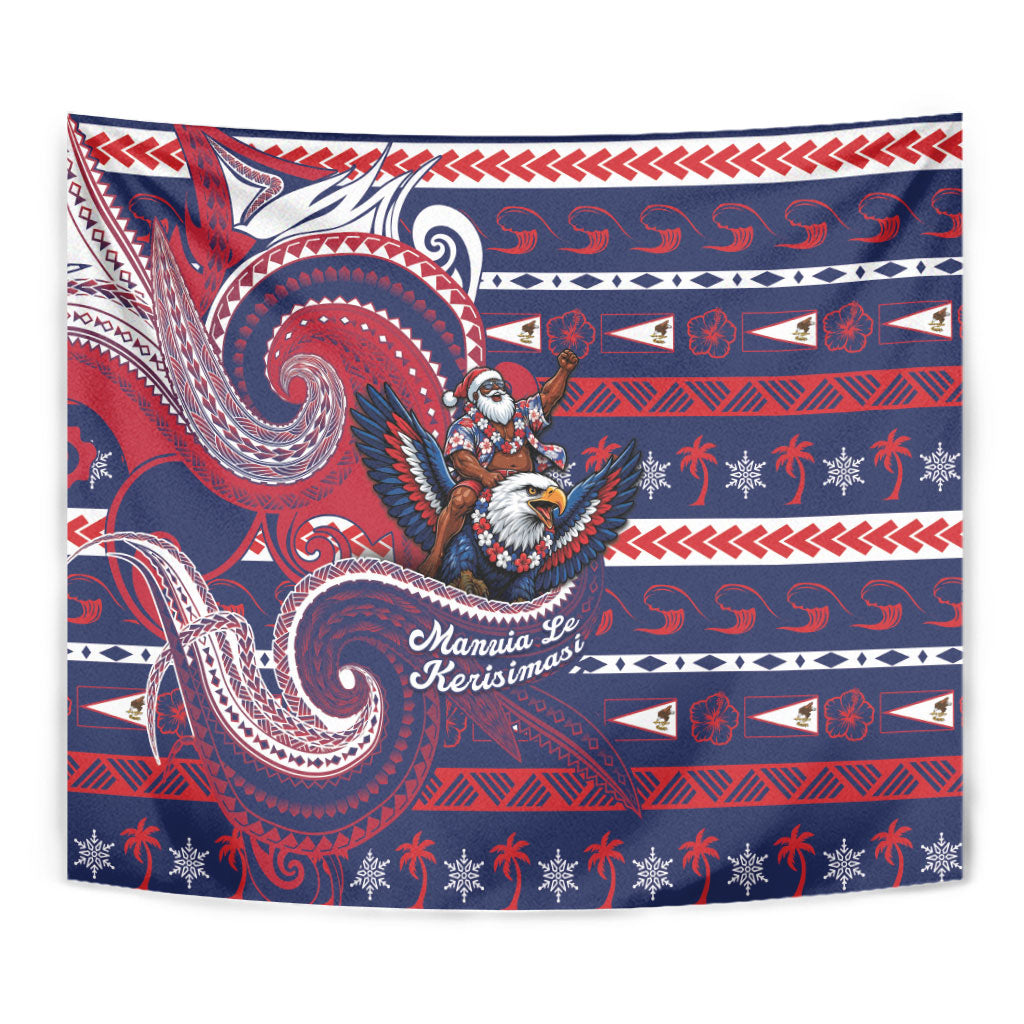 American Samoa Christmas Tapestry Santa Riding Bald Eagle