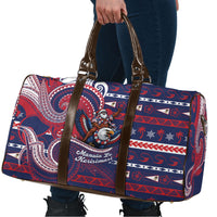 American Samoa Christmas Travel Bag Santa Riding Bald Eagle