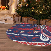 American Samoa Christmas Tree Skirt Santa Riding Bald Eagle