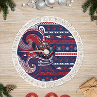 American Samoa Christmas Tree Skirt Santa Riding Bald Eagle