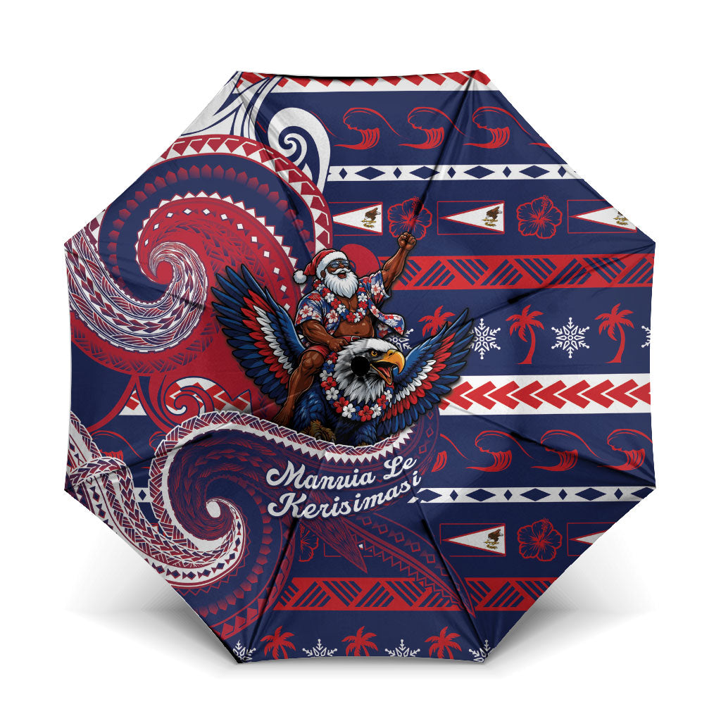 American Samoa Christmas Umbrella Santa Riding Bald Eagle