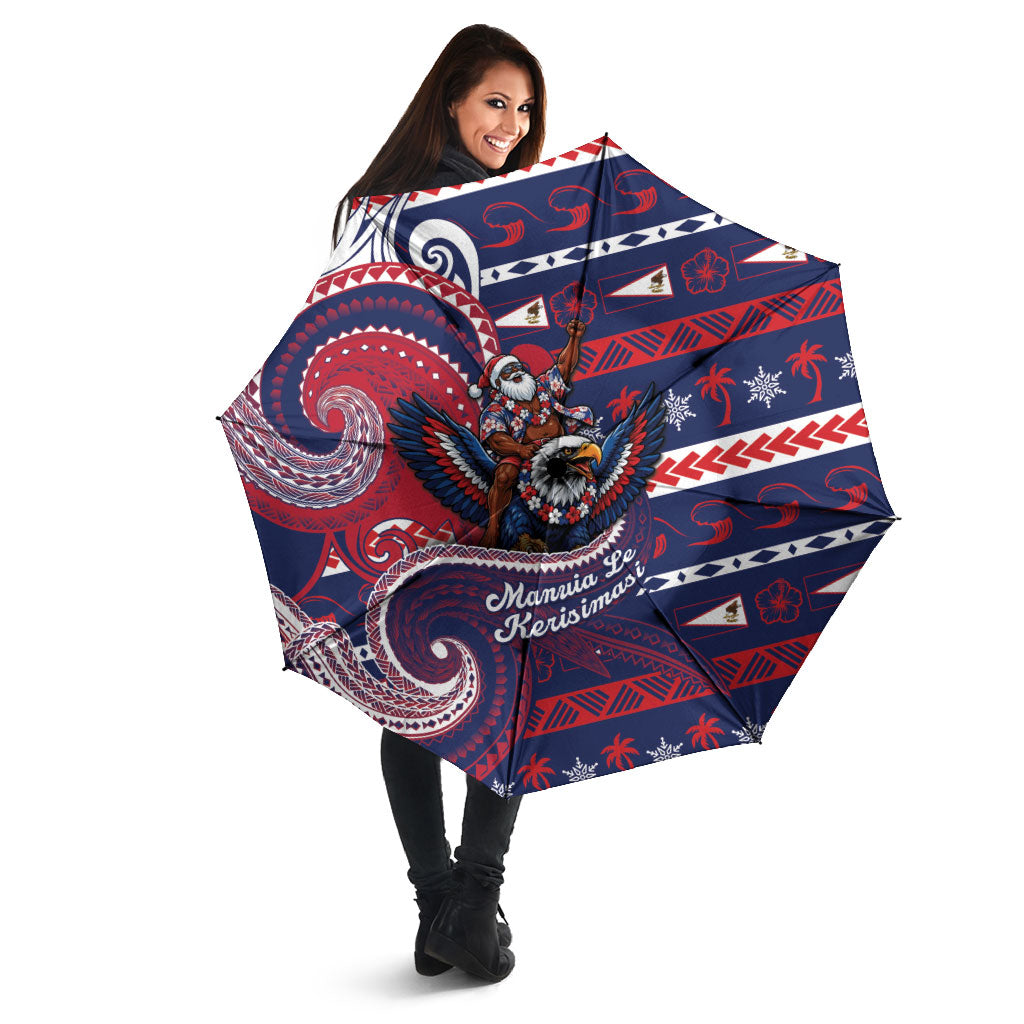 American Samoa Christmas Umbrella Santa Riding Bald Eagle
