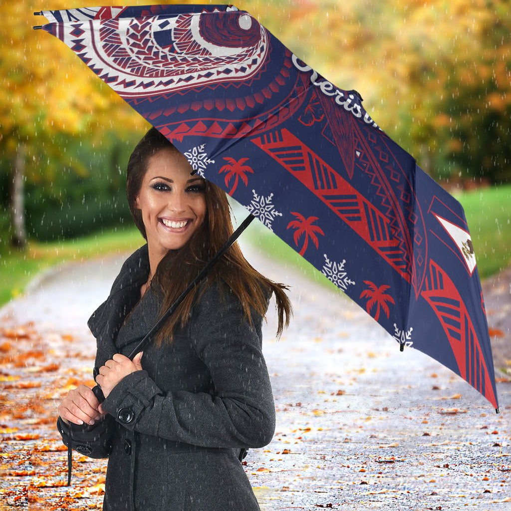 American Samoa Christmas Umbrella Santa Riding Bald Eagle