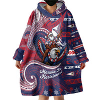 American Samoa Christmas Wearable Blanket Hoodie Santa Riding Bald Eagle DT05 - Polynesian Pride