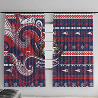 American Samoa Christmas Window Curtain Santa Riding Bald Eagle