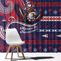 American Samoa Christmas Window Curtain Santa Riding Bald Eagle