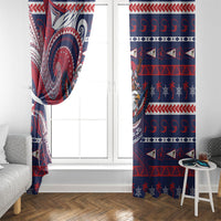 American Samoa Christmas Window Curtain Santa Riding Bald Eagle