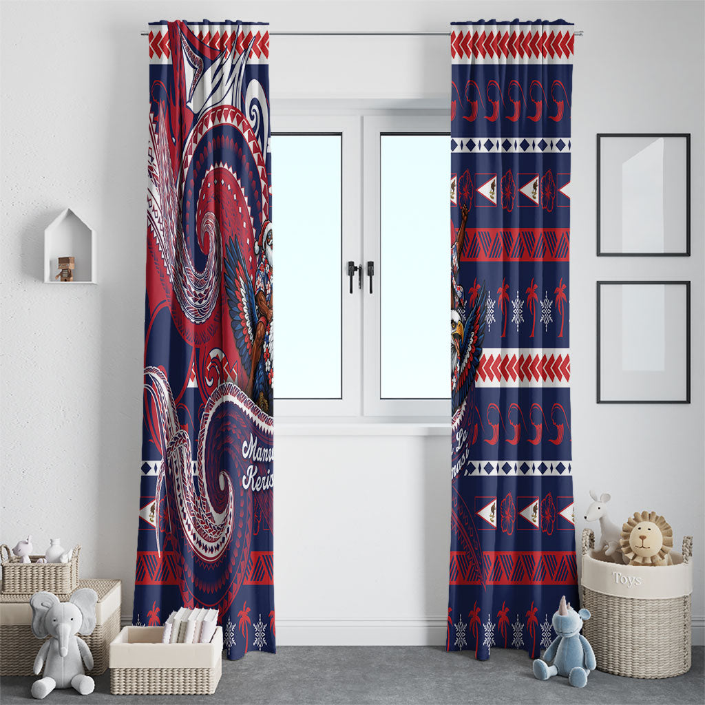 American Samoa Christmas Window Curtain Santa Riding Bald Eagle
