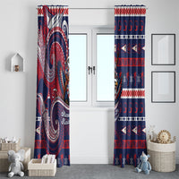 American Samoa Christmas Window Curtain Santa Riding Bald Eagle