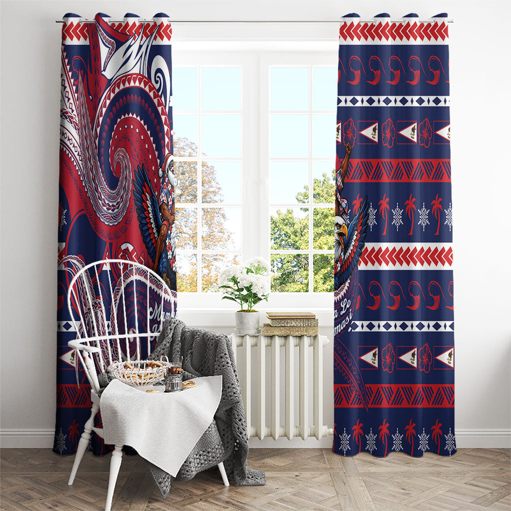 American Samoa Christmas Window Curtain Santa Riding Bald Eagle