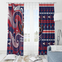 American Samoa Christmas Window Curtain Santa Riding Bald Eagle