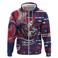 American Samoa Christmas Zip Hoodie Santa Riding Bald Eagle