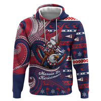 American Samoa Christmas Zip Hoodie Santa Riding Bald Eagle