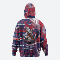 American Samoa Christmas Zip Hoodie Santa Riding Bald Eagle
