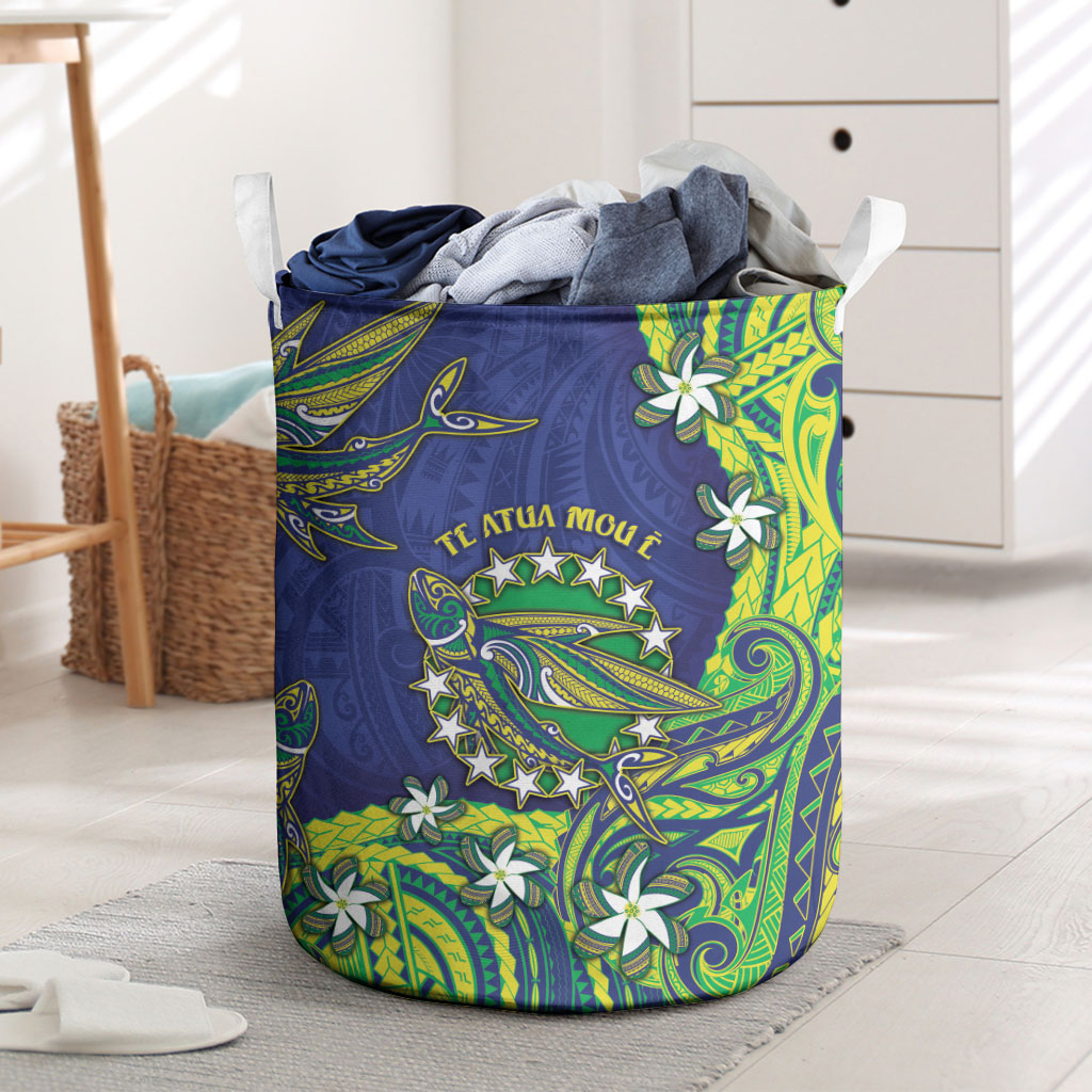 Cook Islands Language Week Laundry Basket Flying Fish 15 Stars Tribal Patterns DT05 Green - Polynesian Pride