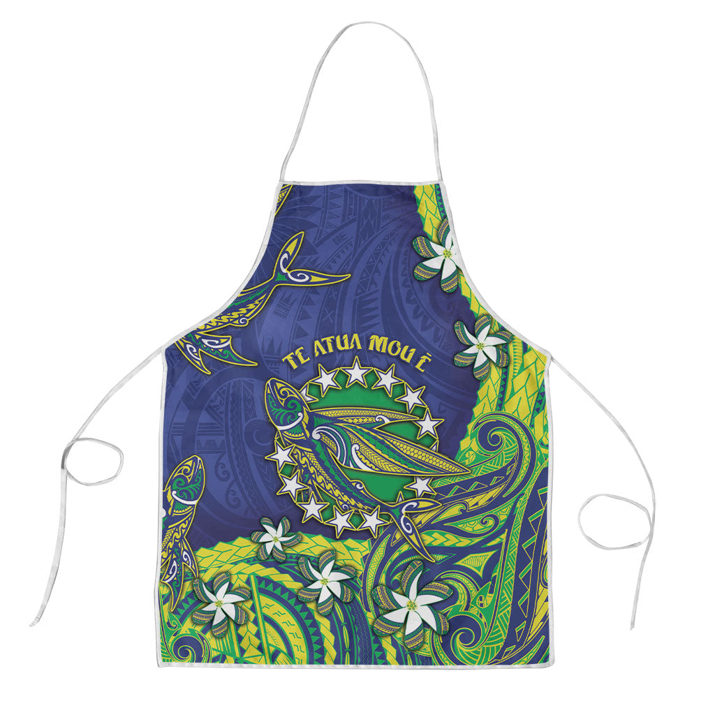 Cook Islands Language Week Apron Flying Fish 15 Stars Tribal Patterns DT05 Green - Polynesian Pride