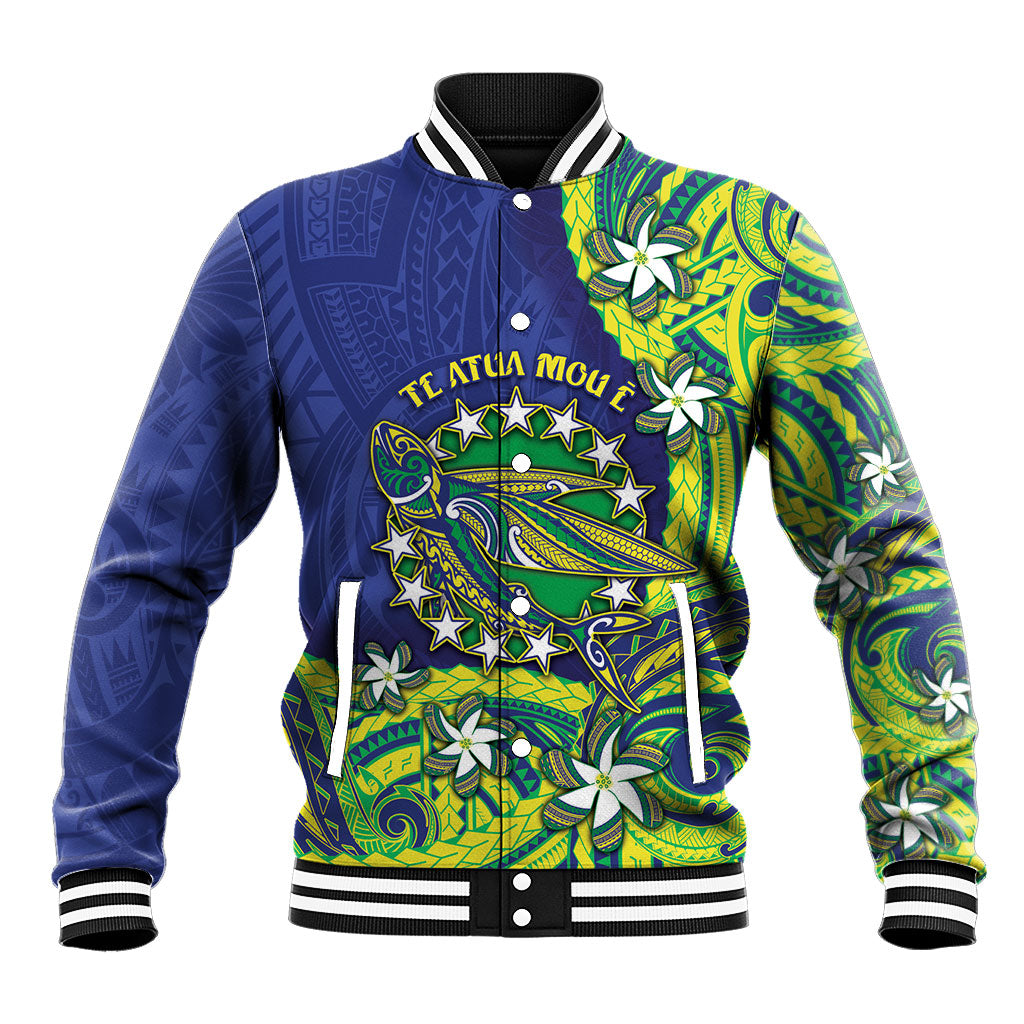 Cook Islands Language Week Baseball Jacket Flying Fish 15 Stars Tribal Patterns DT05 Unisex Green - Polynesian Pride