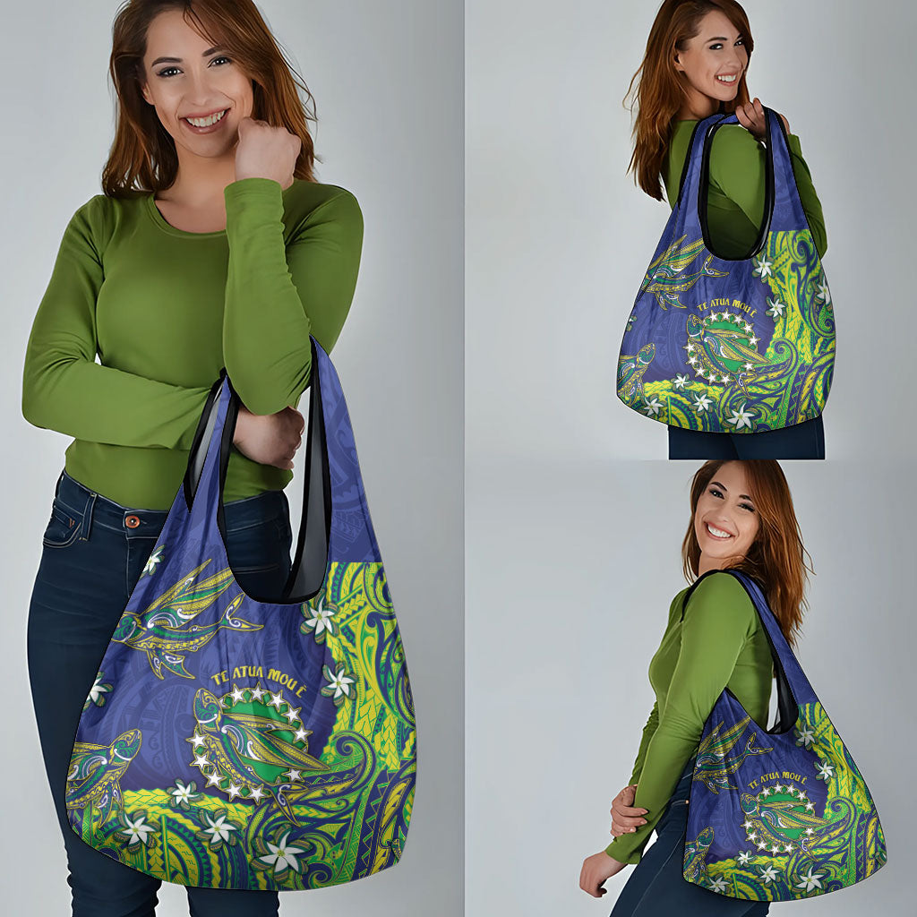 Cook Islands Language Week Grocery Bag Flying Fish 15 Stars Tribal Patterns DT05 - Polynesian Pride