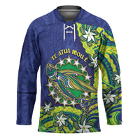 Cook Islands Language Week Hockey Jersey Flying Fish 15 Stars Tribal Patterns DT05 Unisex Green - Polynesian Pride