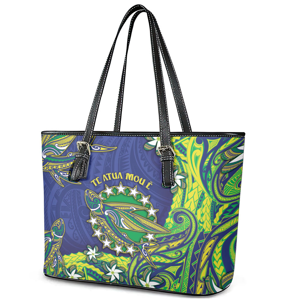 Cook Islands Language Week Leather Tote Bag Flying Fish 15 Stars Tribal Patterns DT05 - Polynesian Pride