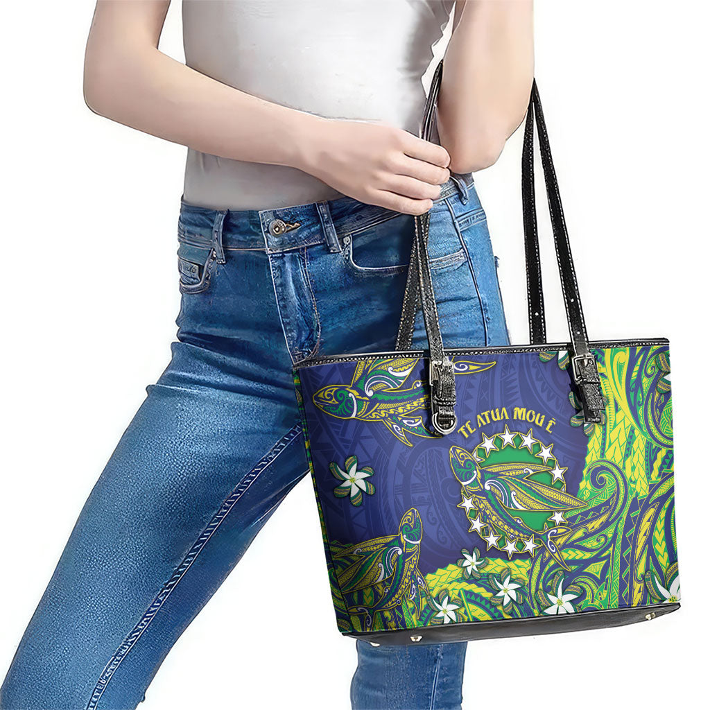 Cook Islands Language Week Leather Tote Bag Flying Fish 15 Stars Tribal Patterns DT05 - Polynesian Pride