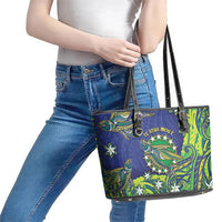 Cook Islands Language Week Leather Tote Bag Flying Fish 15 Stars Tribal Patterns DT05 - Polynesian Pride
