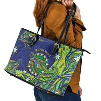 Cook Islands Language Week Leather Tote Bag Flying Fish 15 Stars Tribal Patterns DT05 - Polynesian Pride