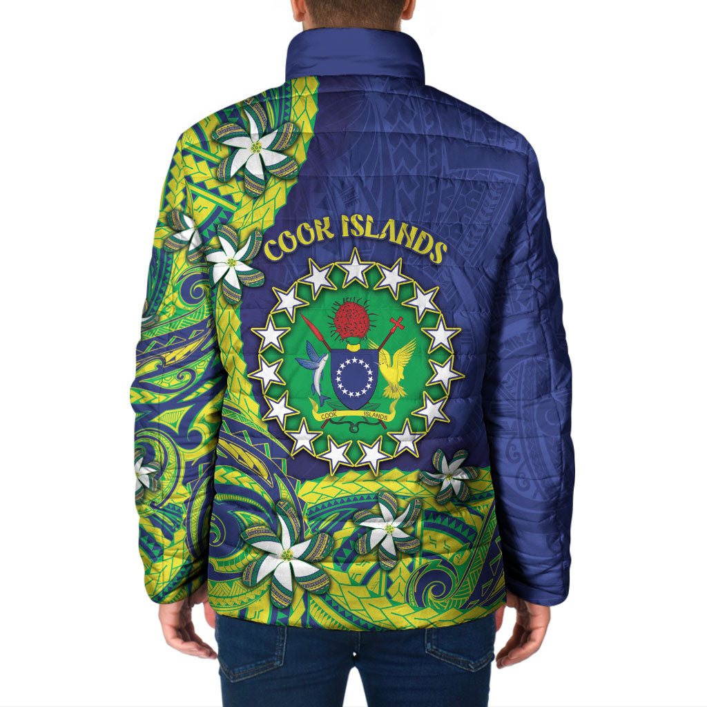 Cook Islands Language Week Padded Jacket Flying Fish 15 Stars Tribal Patterns DT05 - Polynesian Pride