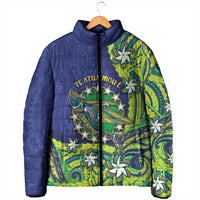 Cook Islands Language Week Padded Jacket Flying Fish 15 Stars Tribal Patterns DT05 - Polynesian Pride