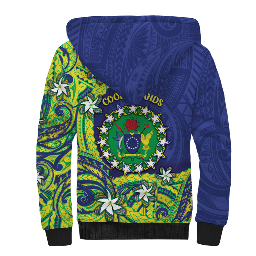 Cook Islands Language Week Sherpa Hoodie Flying Fish 15 Stars Tribal Patterns DT05 - Polynesian Pride