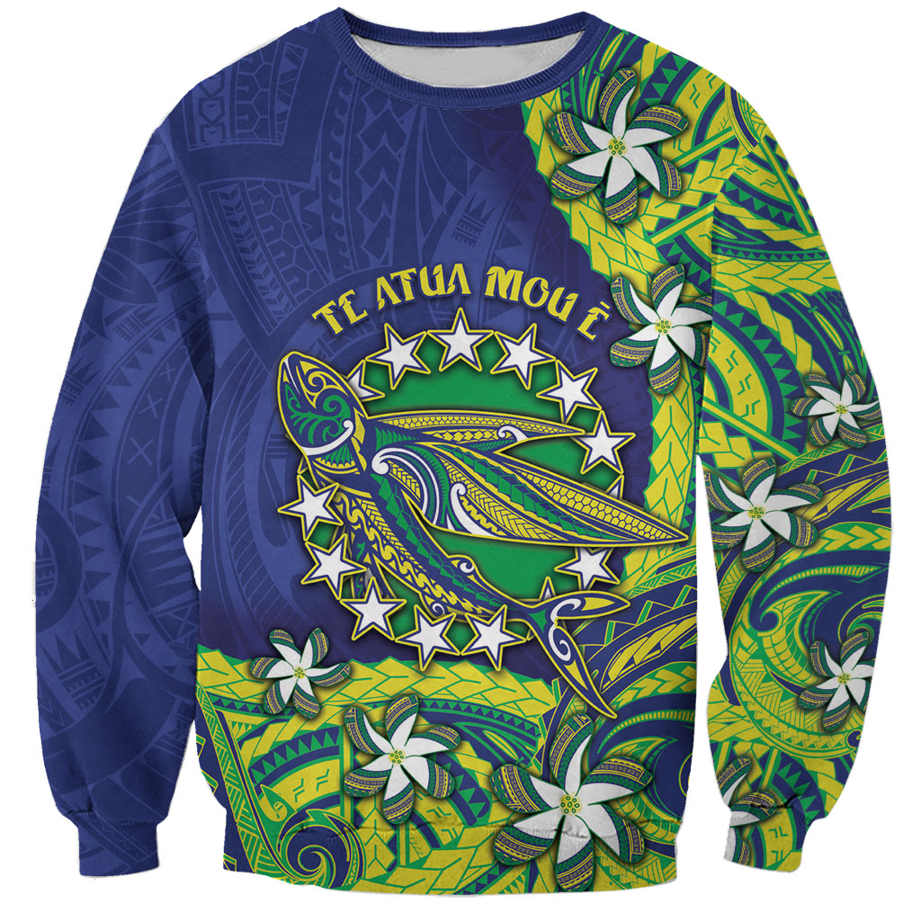 Cook Islands Language Week Sweatshirt Flying Fish 15 Stars Tribal Patterns DT05 Unisex Green - Polynesian Pride